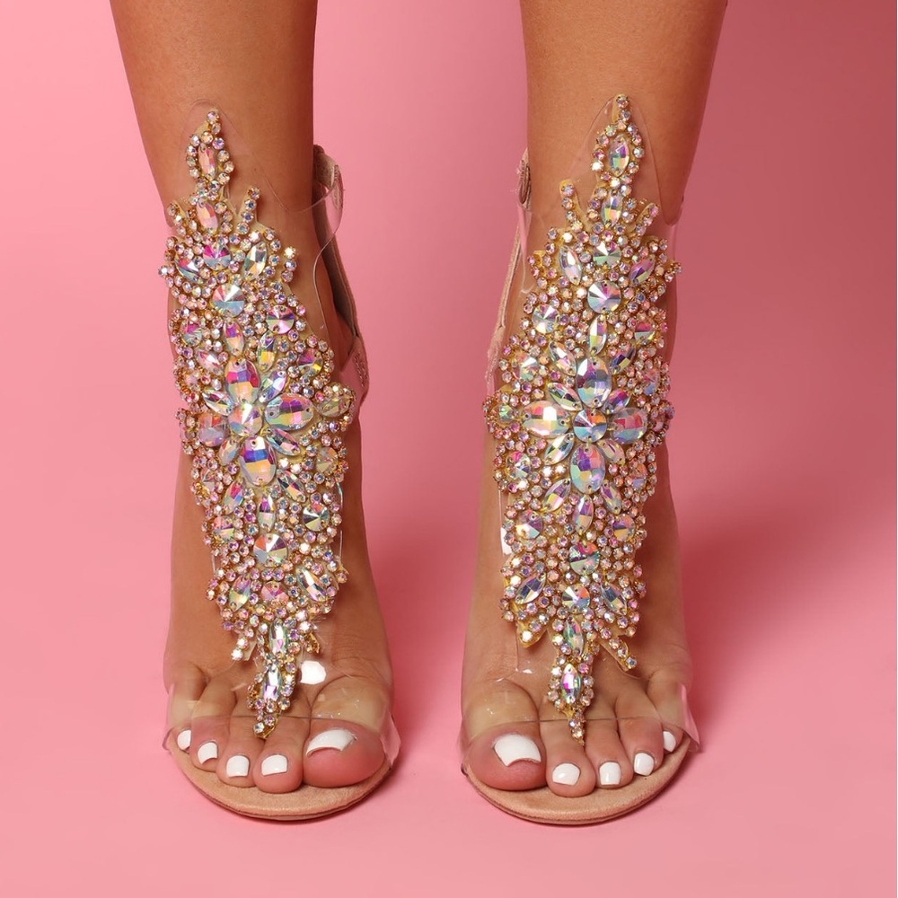 Fashion Nova Elegant Gold Embellished Women's Shoes 8.5w